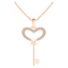 ANGARA Natürlicher Pave-Set 0,13cttw Diamant-Herz-Schlüssel-Anhänger aus 14K Roségold