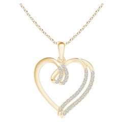 ANGARA Natürlicher 0,25cttw Diamant-Doppellagiger Herzanhänger aus 14K Gelbgold mit Diamanten