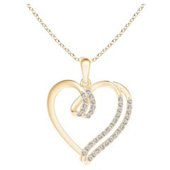 ANGARA Natürlicher 0,25cttw Diamant-Doppellagiger Herzanhänger aus 14K Gelbgold mit Diamanten