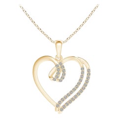 ANGARA Natürlicher 0,25cttw Diamant-Doppellagiger Herzanhänger aus 14K Gelbgold mit Diamanten