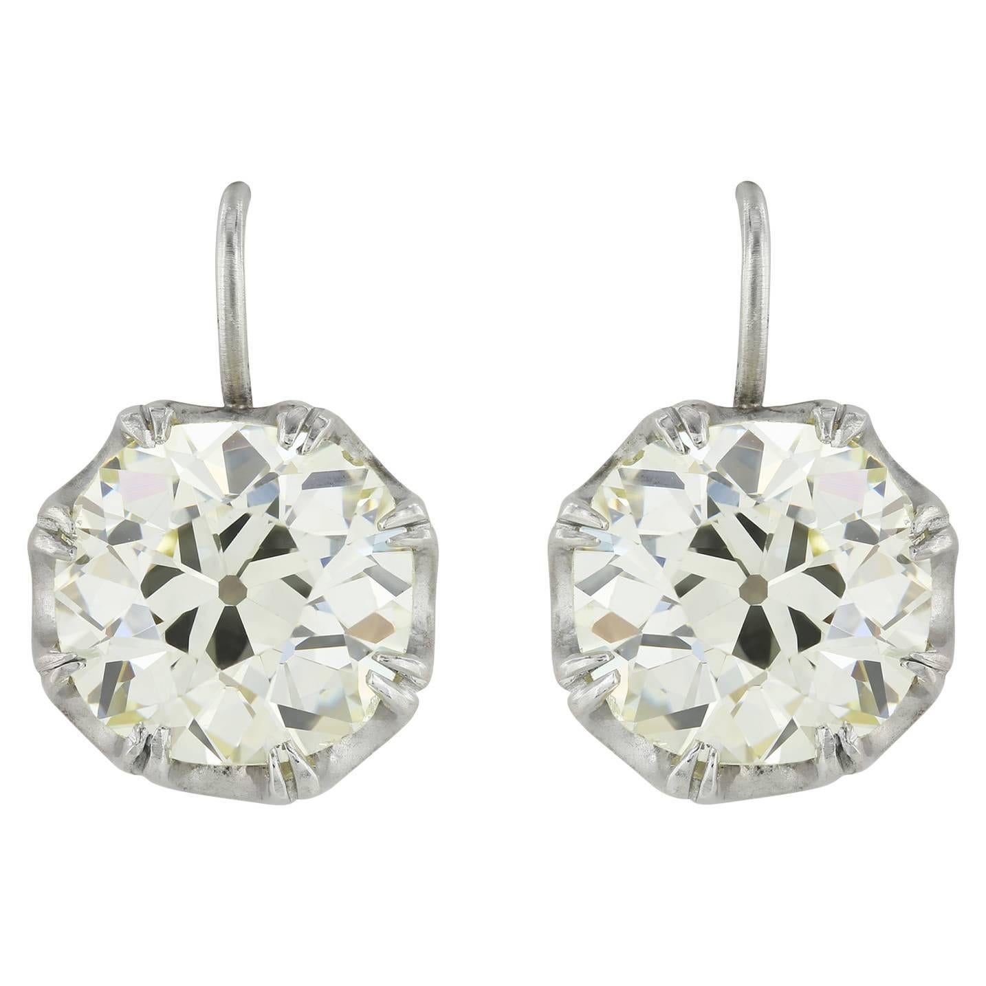 9.98 cts Old Mine Cut Diamond Earrings