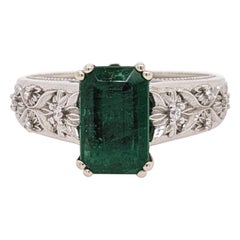 1.75ct Emerald Ring in 14k Gold Engraved w "Philippians 4:13" Emerald Cut 10x6mm