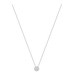 14 Karat White Gold Pave Diamond Cluster Necklace