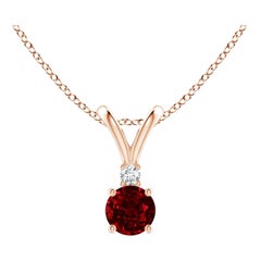 ANGARA Natural Round 0.34ct Ruby Solitaire Diamond Pendant in 14K Rose Gold 