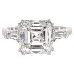 Retro EXCEPTIONAL GIA Certified 5 Carat VS2 Asscher Cut Diamond Ring
