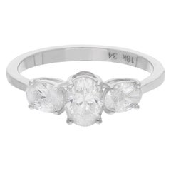 Natural 1.47 Carat Oval Shape Diamond Wedding Ring 14 Karat White Gold Jewelry