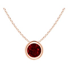 Pendentif solitaire en or rose 14 carats avec rubis rond naturel (taille 4 mm)