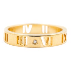 Tiffany & Co. Ladies 18K Yellow Gold Atlas Roman Numerals Diamond Wedding Band