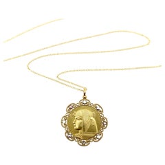 18K Gold Victorian Egyptian Revival Nekhbet Necklace with Diamonds and Pearls