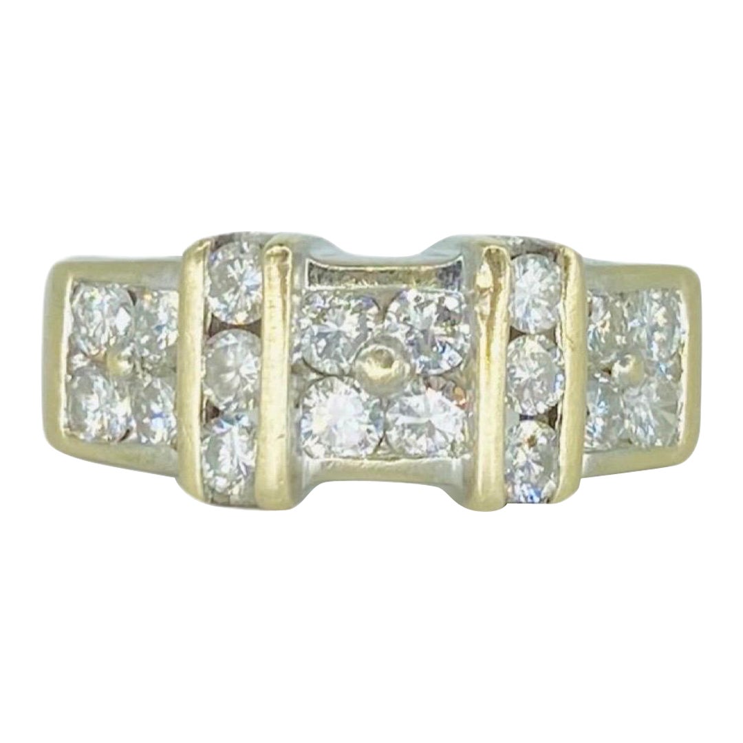Designer Signed 1.08 Carat Diamonds Cluster
Ring 18k White Gold