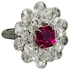   Ruby And Diamond Ring , BURMA NO HEAT GUBELIN AND GIA CERTIFIED 