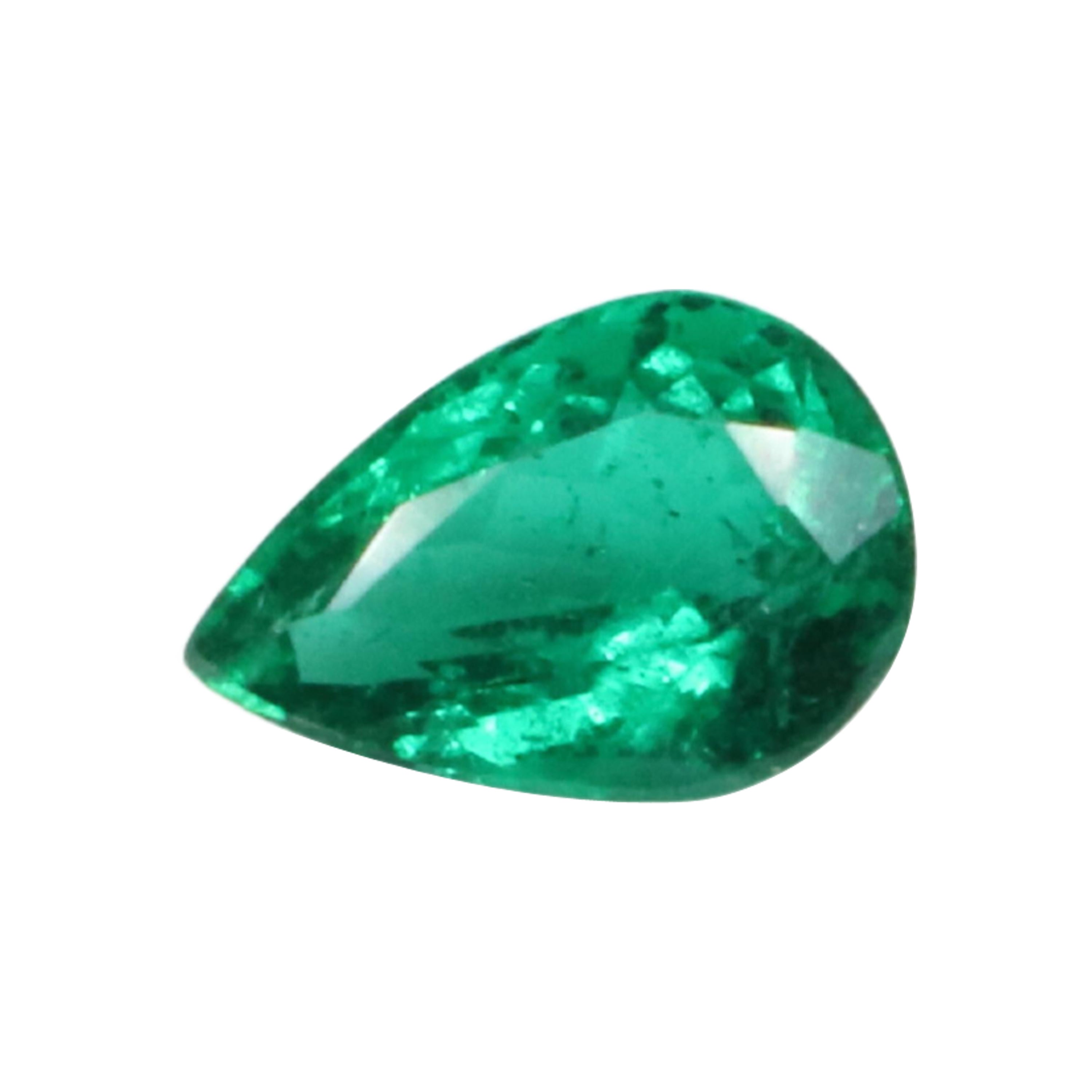 Pear Cut Certified Vivid / Deep Green Emerald - Minor Oil 1.47ct  For Sale