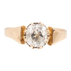 Antique 1.31 Carat Edwardian Diamond 18 Karat Yellow Gold Engagement Ring