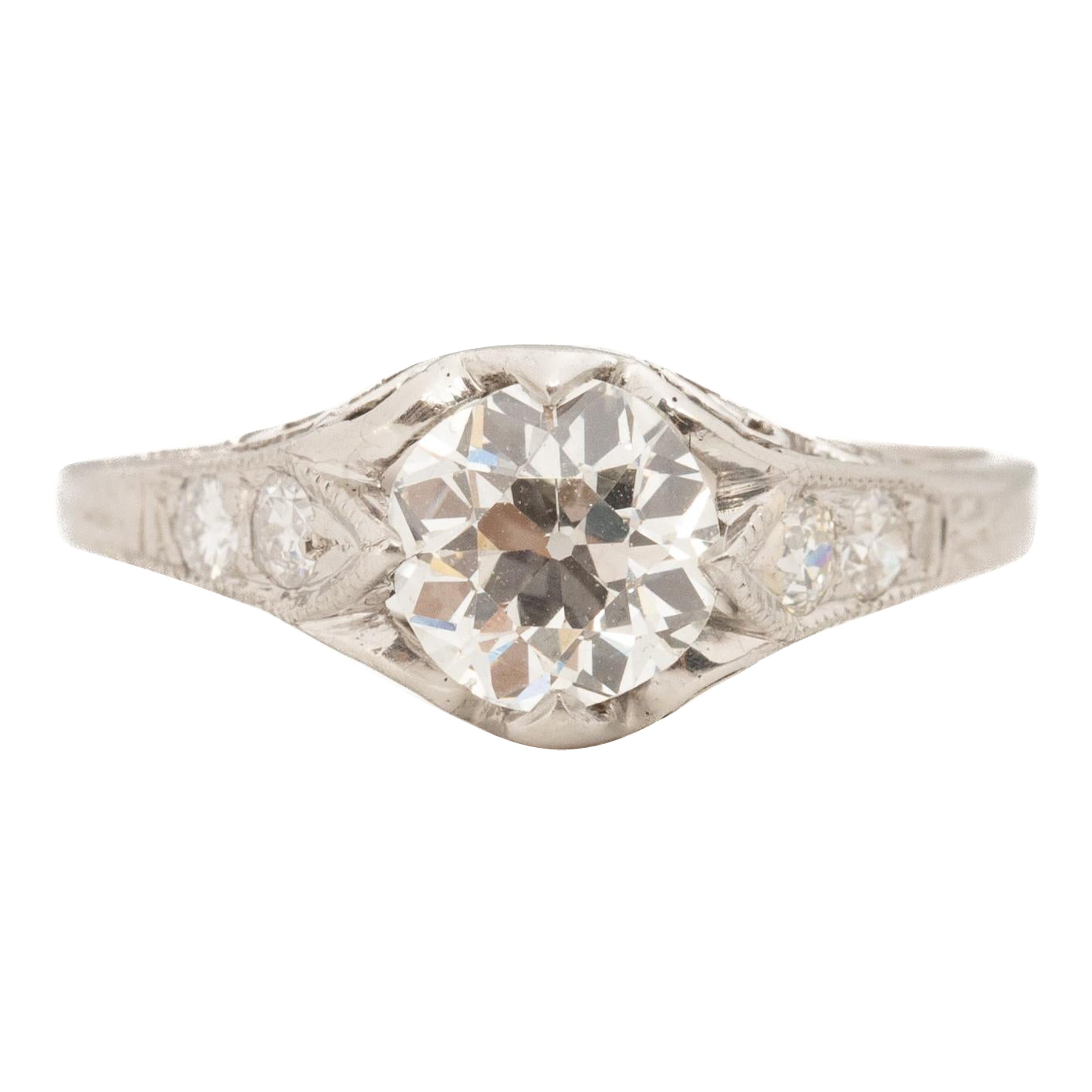 .96 Karat Gesamtgewicht Edwardian Diamant Platin Verlobungsring