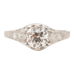 Antique .96 Carat Total Weight Edwardian Diamond Platinum Engagement Ring