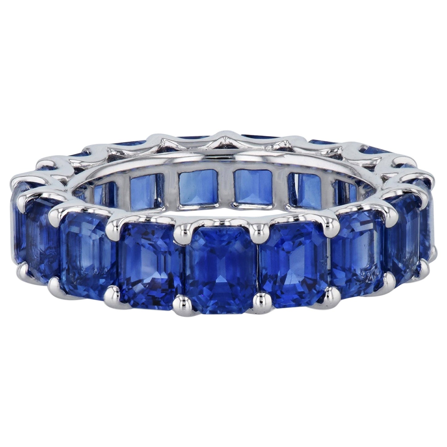 10.33 Carat Sapphire Eternity Band Ring White Gold For Sale