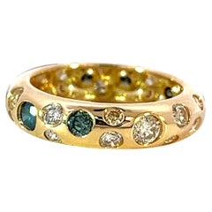 Exclusive 14k Yellow Gold 1.92 Carat Polka dot Fancy Color Diamond Band Ring