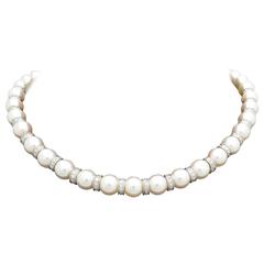 Pearl Diamond Rondelles Necklace