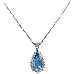 Four Carat Aquamarine Diamond Pendant 12