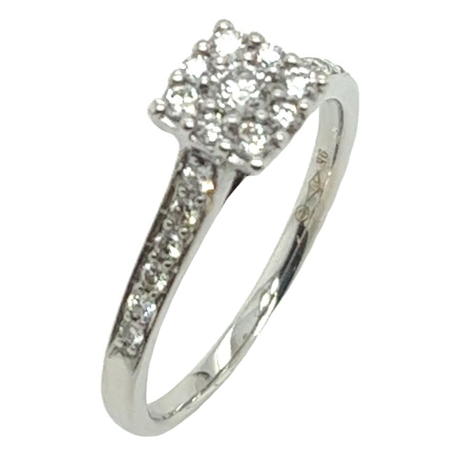 9ct White Gold Diamond Engagement Ring Set With 0.43ct Natural Round Diamonds For Sale