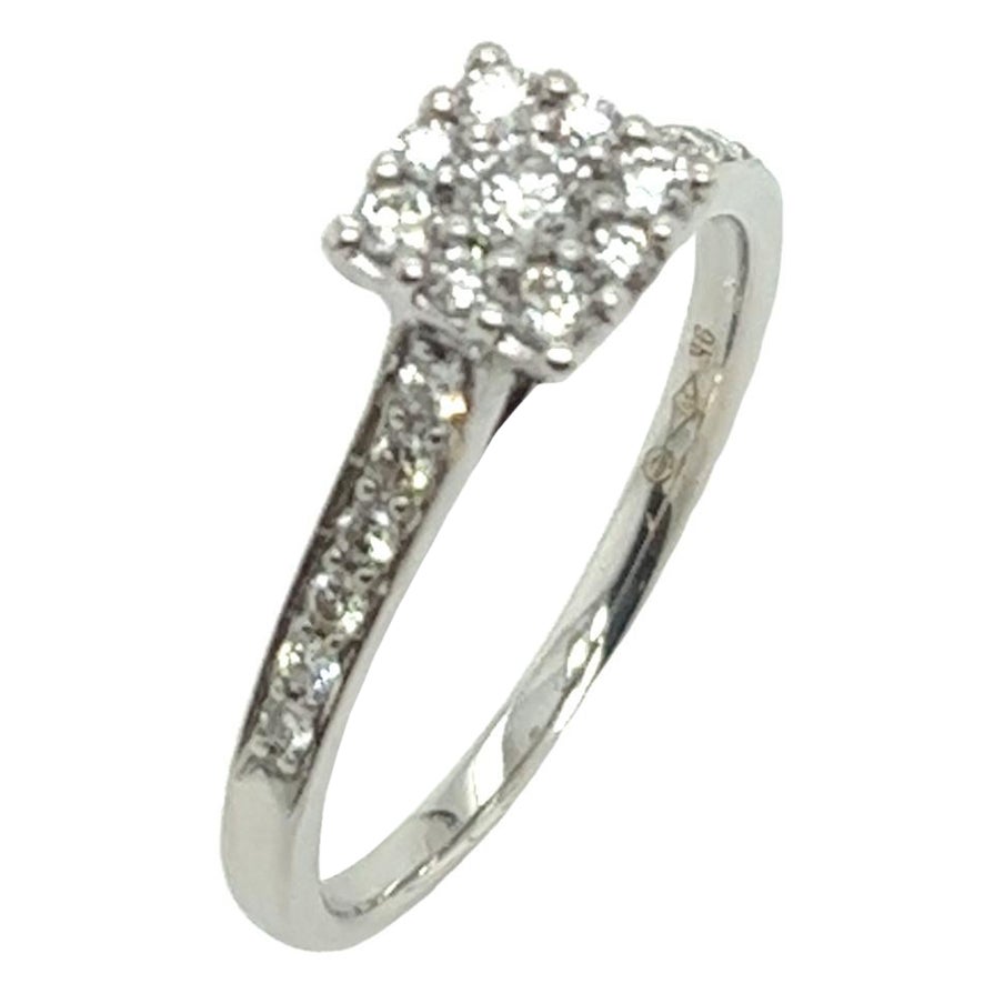 Bague de fiançailles en or blanc 9 carats sertie de diamants ronds naturels de 0,43 carat