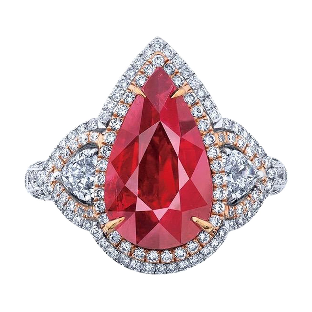 Emilio Jewelry Certified Untreated 4.40 Carat Ruby Ring  For Sale