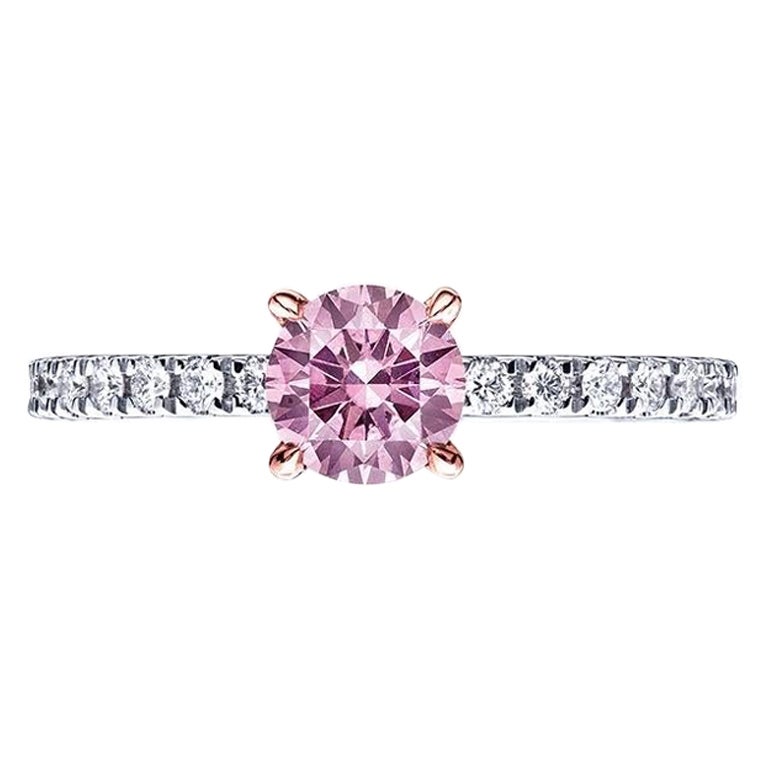 Emilio Jewelry Round Argyle Pink Diamond Ring  For Sale