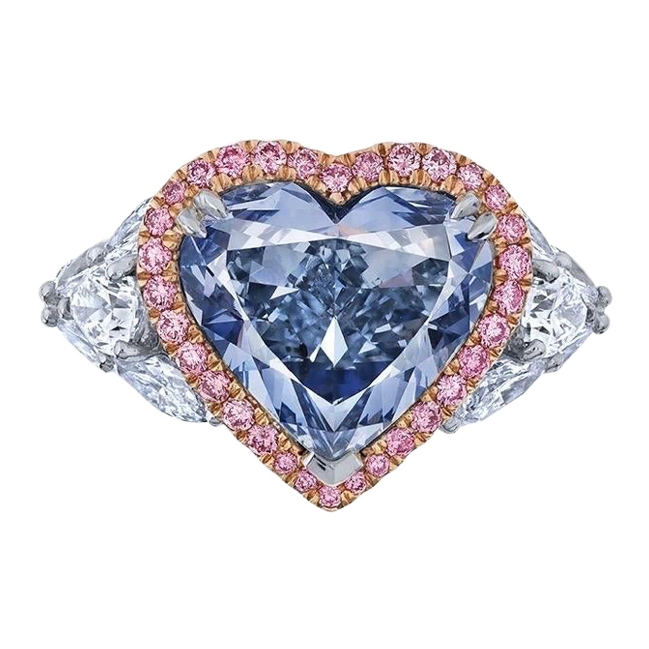 Emilio Jewelry Gia Certified Fancy Blue Heart Diamond Ring  For Sale