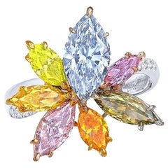 Bague Emilio Jewelry Gia certifiée Marquise, diamant exotique de couleur fantaisie