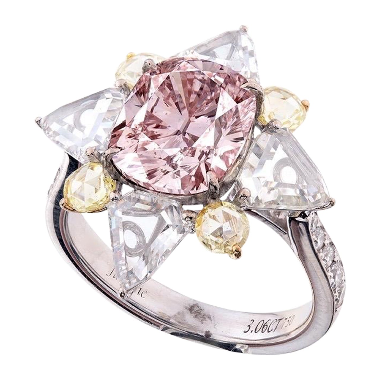 Emilio Jewelry Gia Certified 3.20 Carat Light Pink Diamond Ring  For Sale