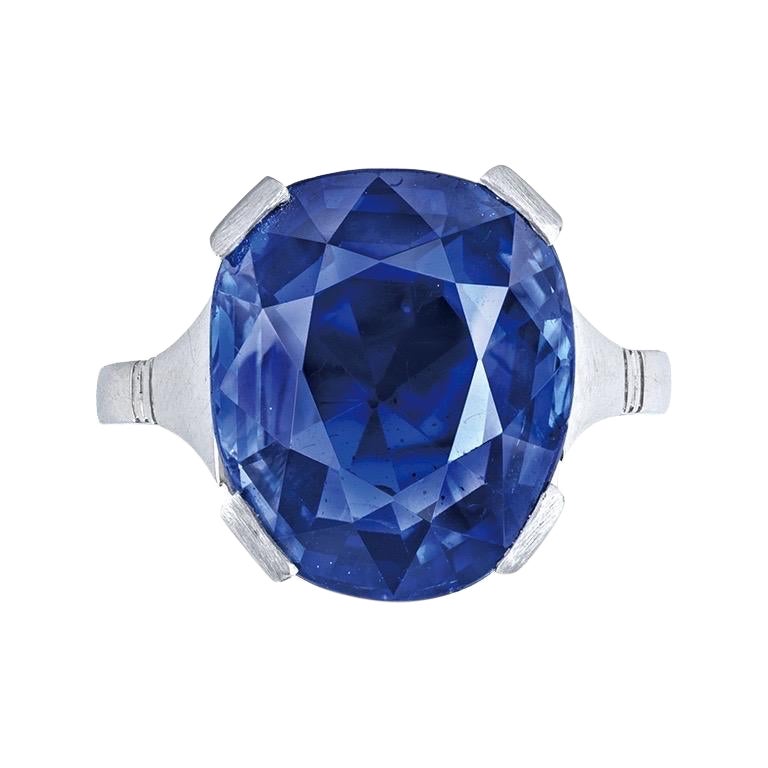 Emilio Jewelry Certified Untreated Kashmir Sapphire Ring  For Sale