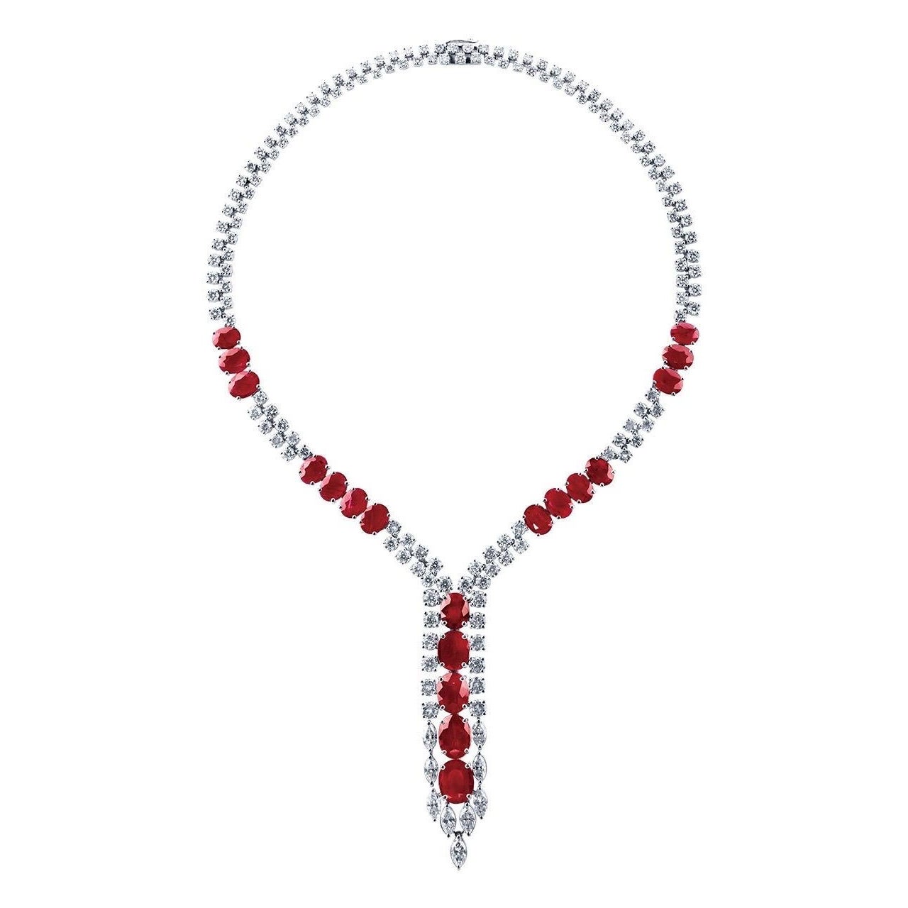 Emilio Jewelry Untreated 55.00 Carat Ruby Necklace For Sale