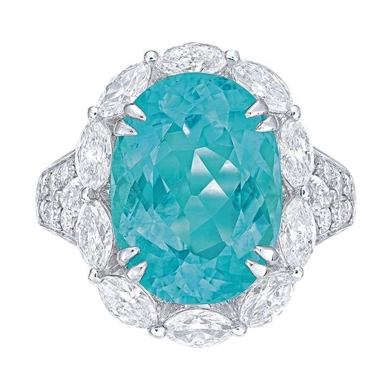 Emilio Jewelry Certified Greenish Blue Paraiba Ring  For Sale