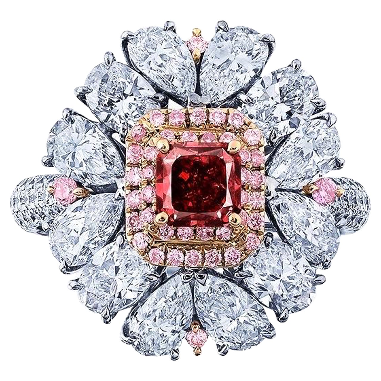 Bague Emilio Jewelry Gia certifiée en diamant rouge fantaisie  en vente