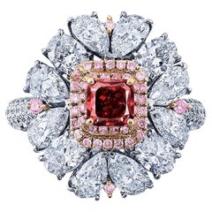 Bague Emilio Jewelry Gia certifiée en diamant rouge fantaisie 