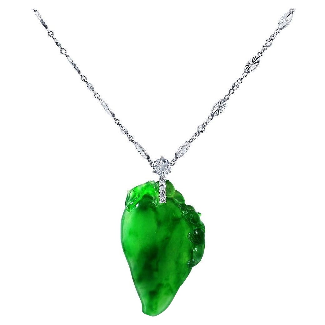 Emilio Jewelry Certified Natural Jade Pendant  For Sale