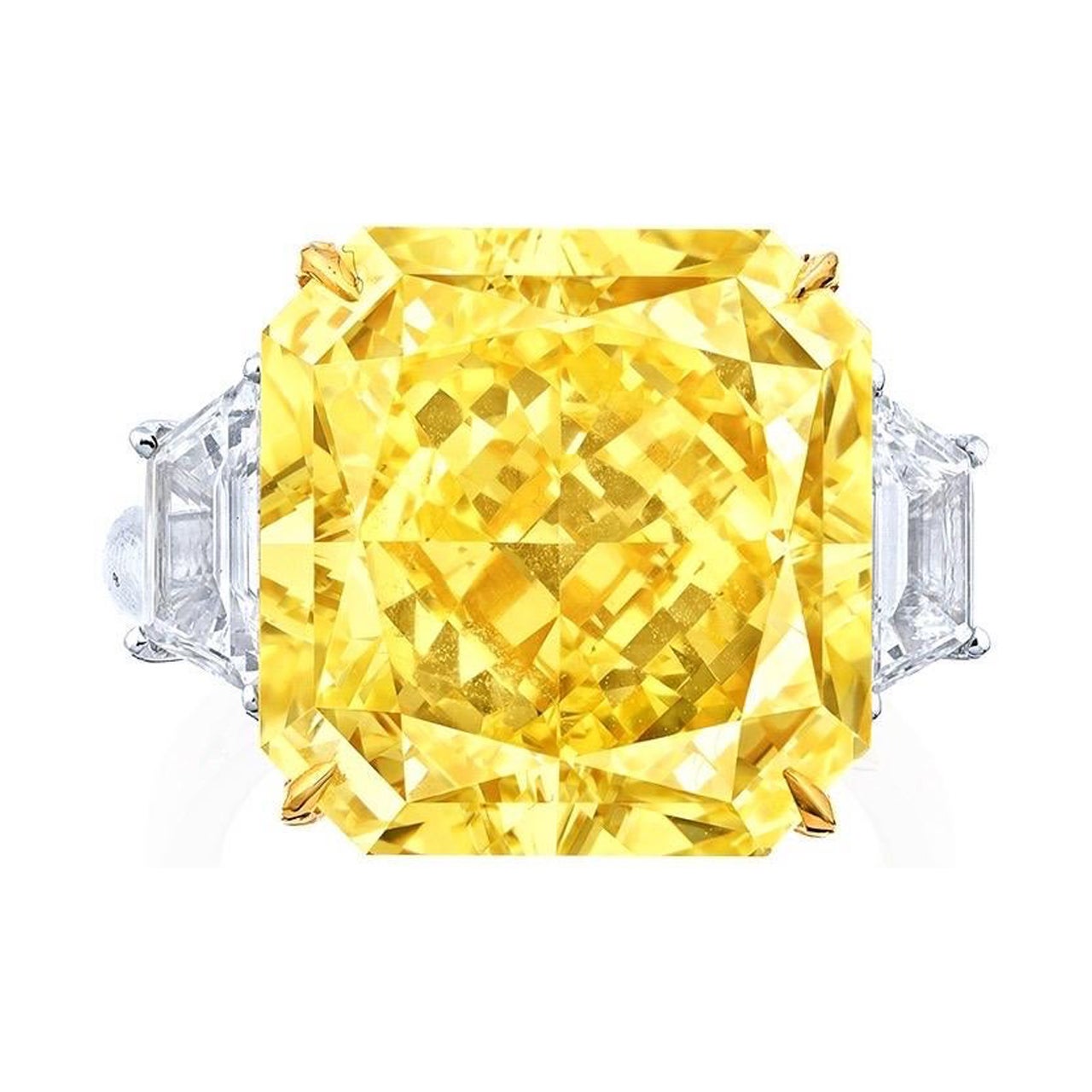 Emilio Jewelry Gia Certified 18.00 Carat Fancy Intense Yellow Diamond Ring For Sale