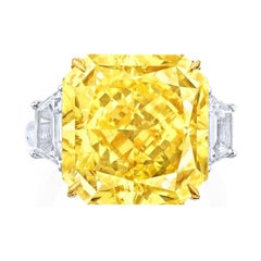 Emilio Jewelry Gia Certified 18.00 Carat Fancy Intense Yellow Diamond Ring