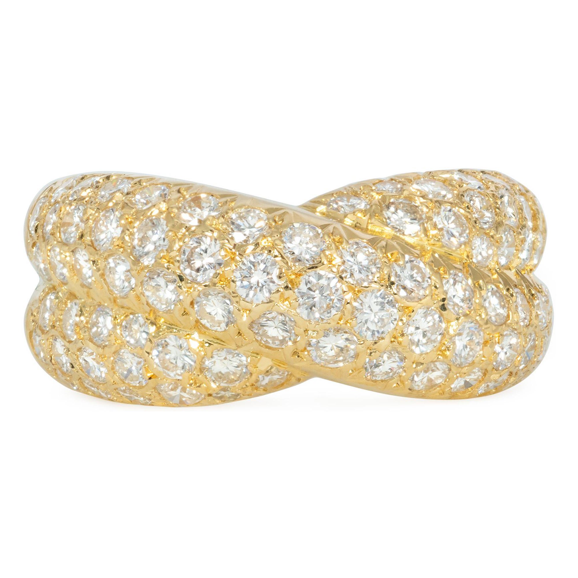 Estate Van Cleef & Arpels, Paris Gold and Diamond Band Ring of Crossover Design