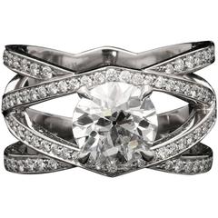 Hancocks Diamond Platinum Openwork Criss Cross Ring 5