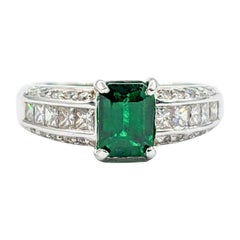 Antique 1.13ct Natural Emerald & Diamond Ring