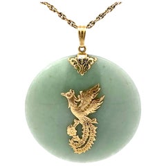 Mings Hawaii Colgante Fénix de Jade Redondo Oro Amarillo 14k