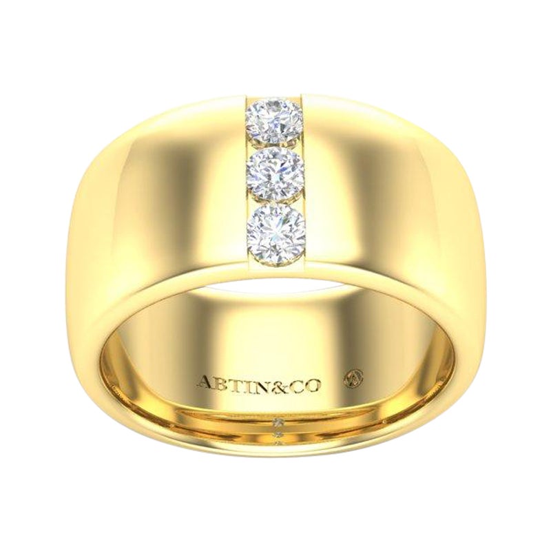 14K Yellow Gold Diamond Cigar Ring Band