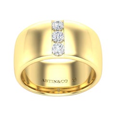 Bague cigare en or jaune 14 carats avec diamants