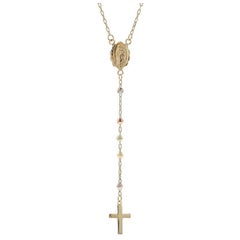 Yellow Gold Catholic Faith Rosary 26 1/2" - 14k Diamond Cut Cable Chain