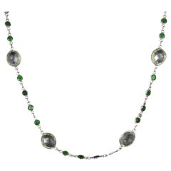 Sterling Green Amethyst Chrome Diopside Necklace 17.5 to 18.5 Inches
