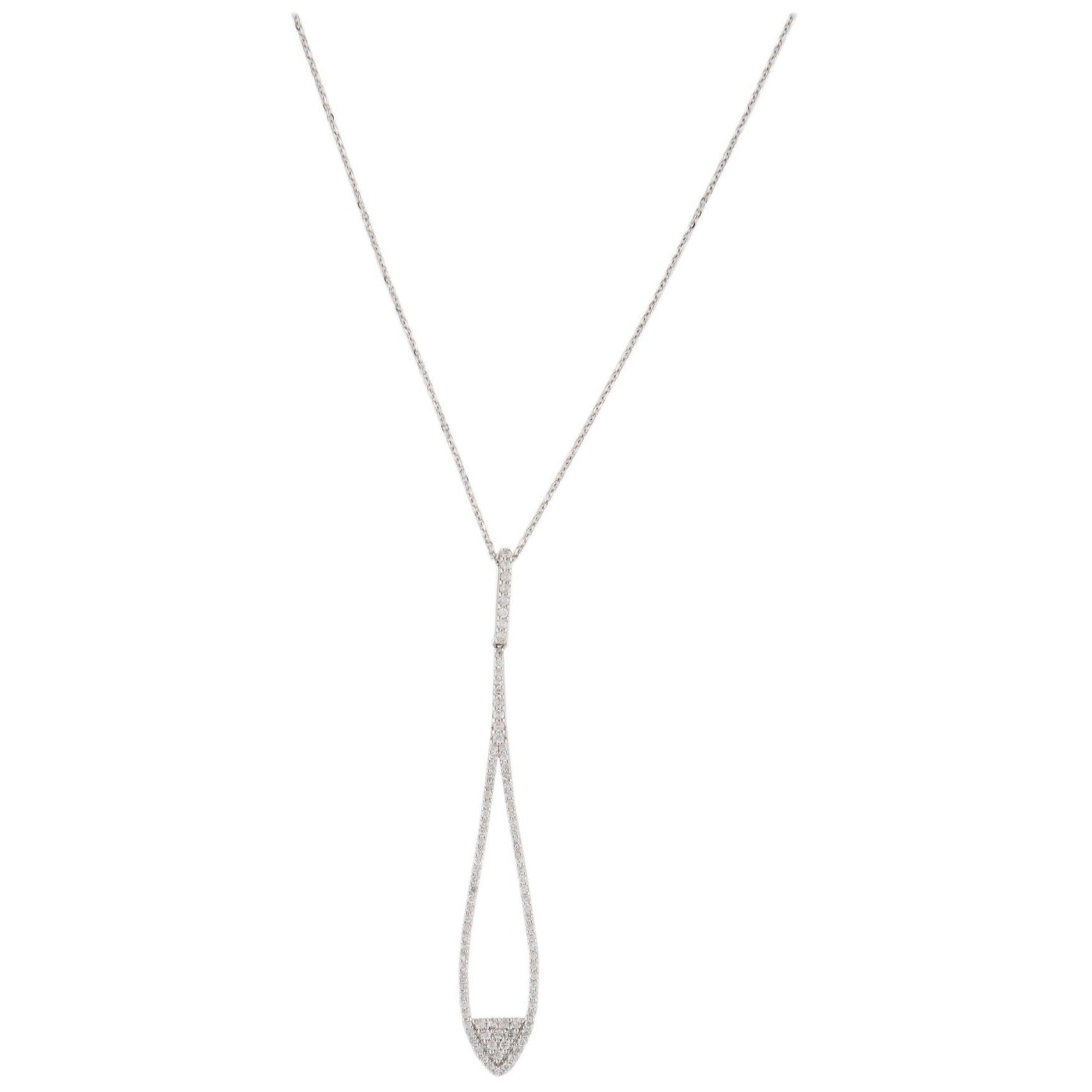 14K Diamond Pavé Drop Pendant Necklace - Elegant Luxury Statement Piece For Sale