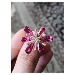 Set in 18K Rose Gold, 8.42 carats Tourmaline & Diamonds Cocktail Ring 