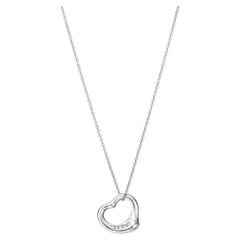 Tiffany & Co. Elsa Peretti Open Heart Diamond 950 Platinum Pendant Necklace