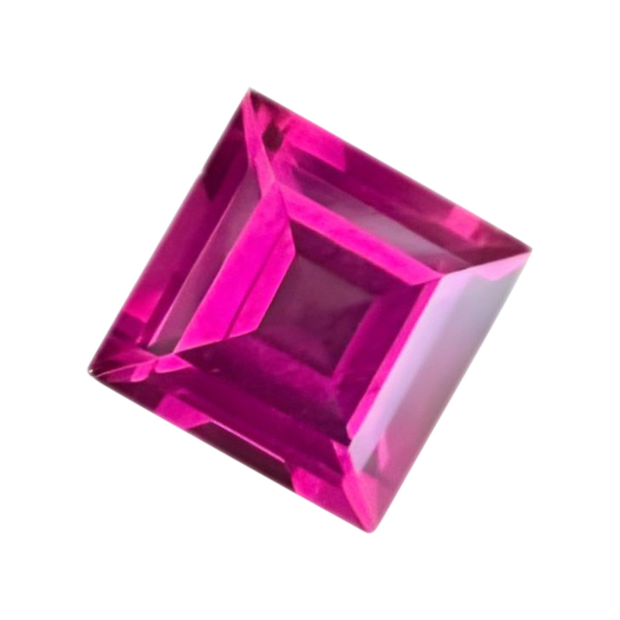 Hot Pink Garnet 2.25 carat Square cut Natural Madagascar's Loose Garnet Gemstone For Sale